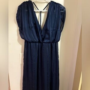 Superfoxx Navy Blue Pleated Maxi Dress